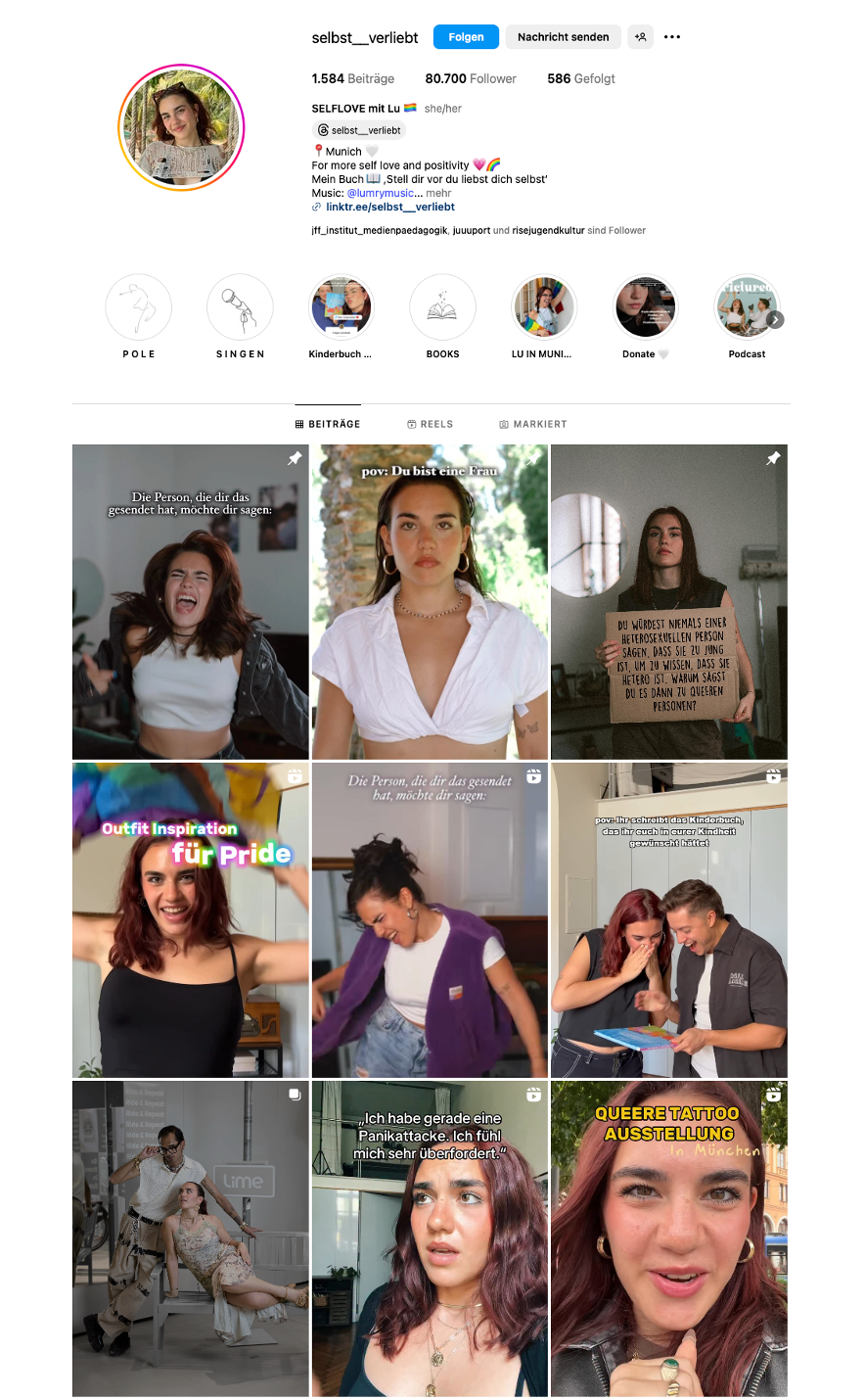 Screenshot von der Instagramseite von selbst_verliebt