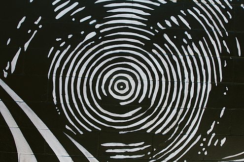 Grafik von einem Fingerabdruck in schwarz weiß